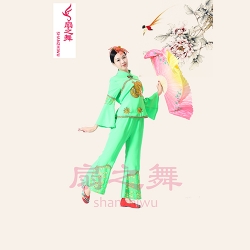 金福字绿色秧歌服