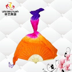 真丝长绸扇（橙-玫红-紫）